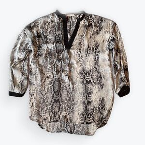 Zara Basic Black and Gray Snakeskin Blouse Sz Small